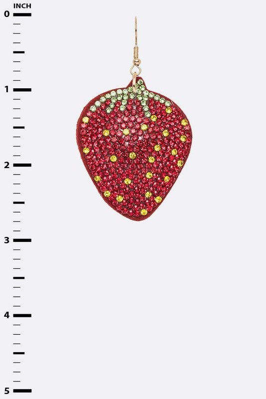 TEEK - Red Strawberry Rhinestone Pillow Earrings JEWELRY TEEK FG   