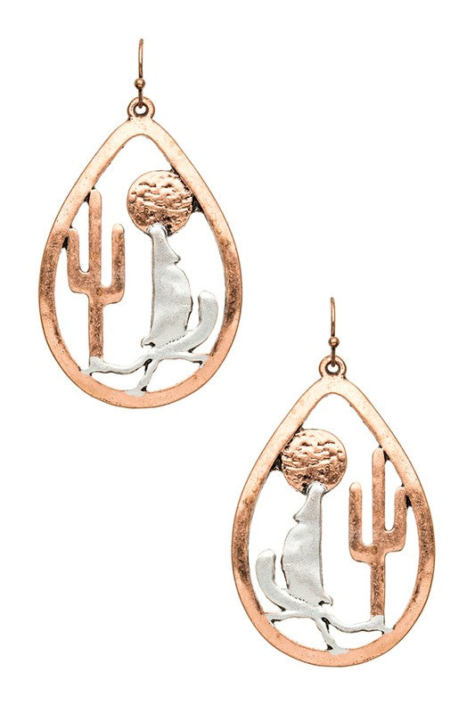Dessert Theme Cactus Cutout Iconic Earrings  LA Jewelry Plaza SILVER/COPPER O/S 