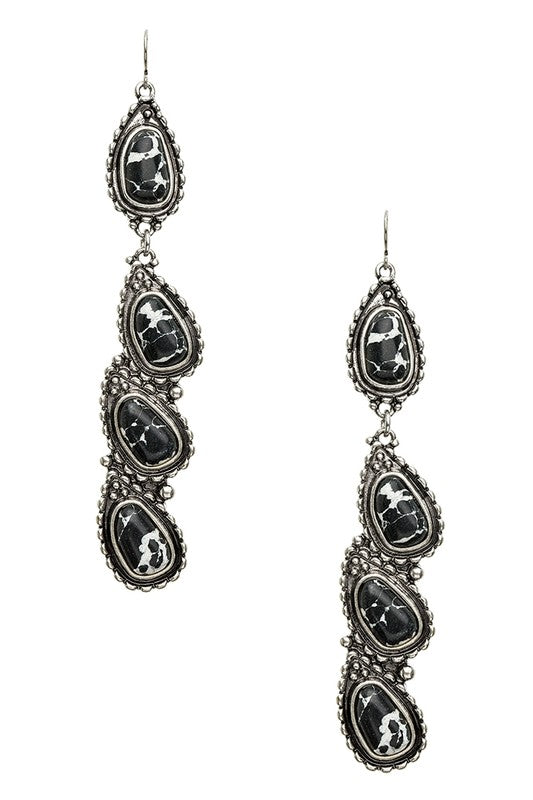 TEEK - Western Stone Drop Earrings JEWELRY TEEK FG Silver/Black  