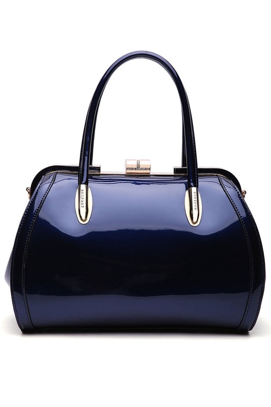 TEEK - MKF Marlene Patent Satchel Handbag BAG TEEK FG Navy  