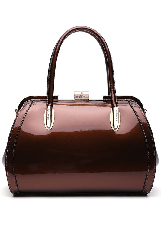 TEEK - MKF Marlene Patent Satchel Handbag BAG TEEK FG Bronze  