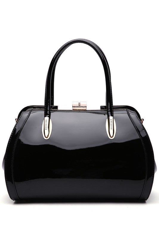 TEEK - MKF Marlene Patent Satchel Handbag BAG TEEK FG Black  