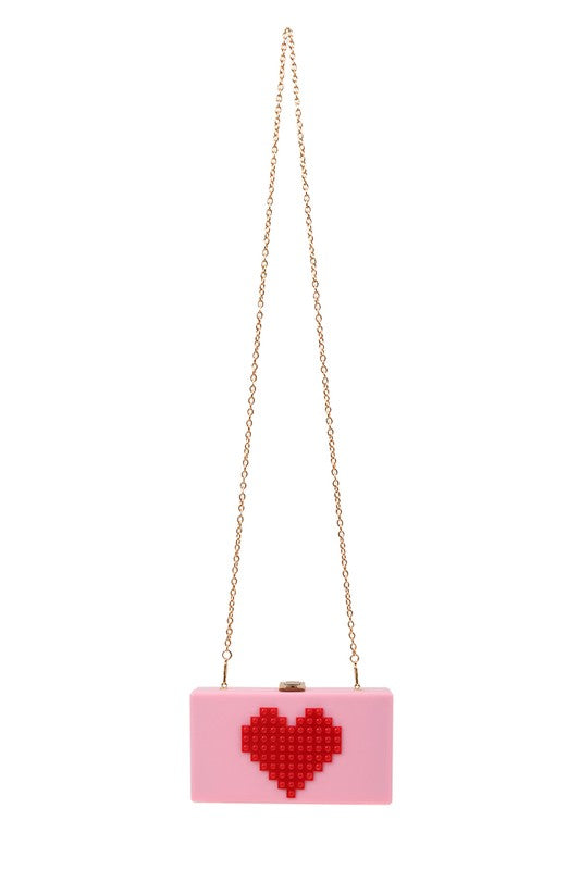 TEEK - Pixelated Heart Shape Clutch Bag BAG TEEK FG   