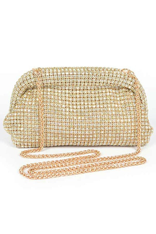 TEEK - Oversize Rhinestone Convertible Soft Clutch Bag BAG TEEK FG Gold/Clear  