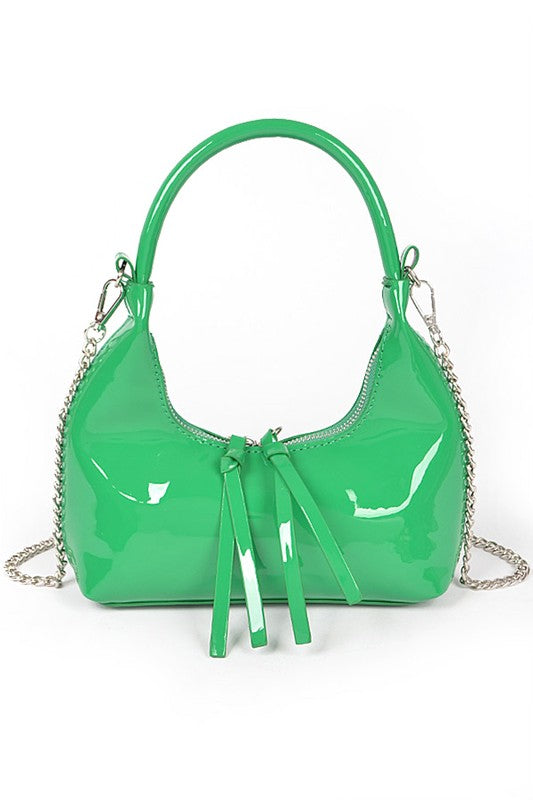 TEEK - Patent Faux Leather Top Handle Convertible Bag BAG TEEK FG Green  