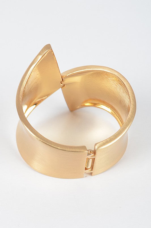 TEEK - Gold Satin Brushed Finish Iconic Hinged Bangle JEWELRY TEEK FG   