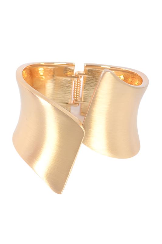 TEEK - Gold Satin Brushed Finish Iconic Hinged Bangle JEWELRY TEEK FG   