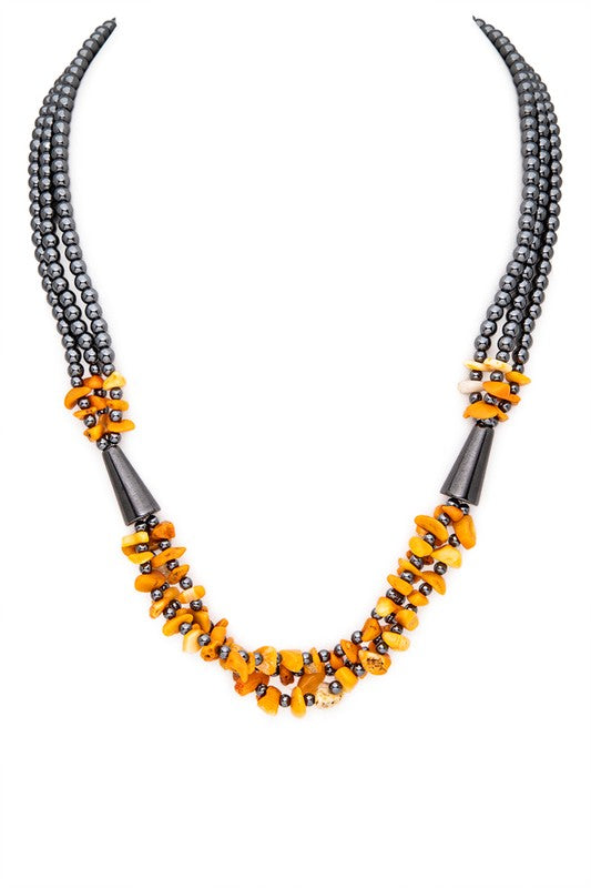 TEEK - Twisted Chip Stone Hematite Iconic Necklace JEWELRY TEEK FG Yellow  