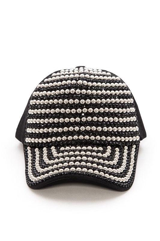 TEEK - Rhinestone Studded Fashion Cap HAT TEEK FG Black/Silver  