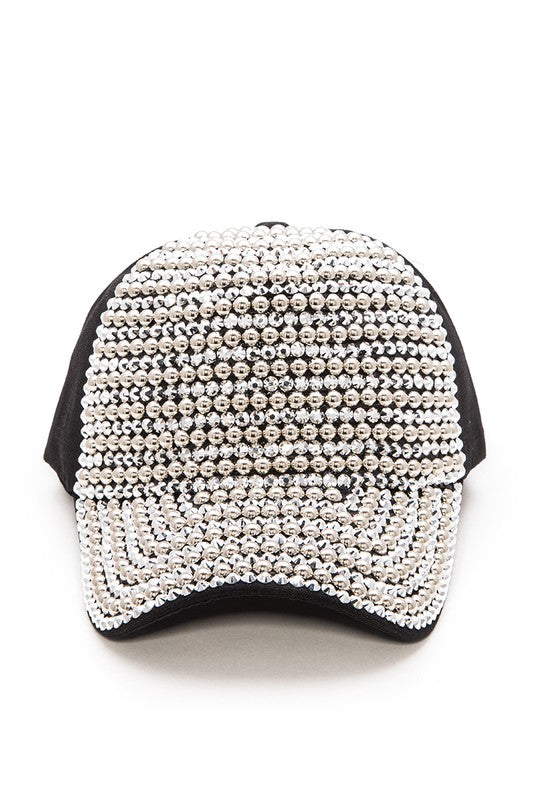TEEK - Rhinestone Studded Fashion Cap HAT TEEK FG Rhodium/Silver  