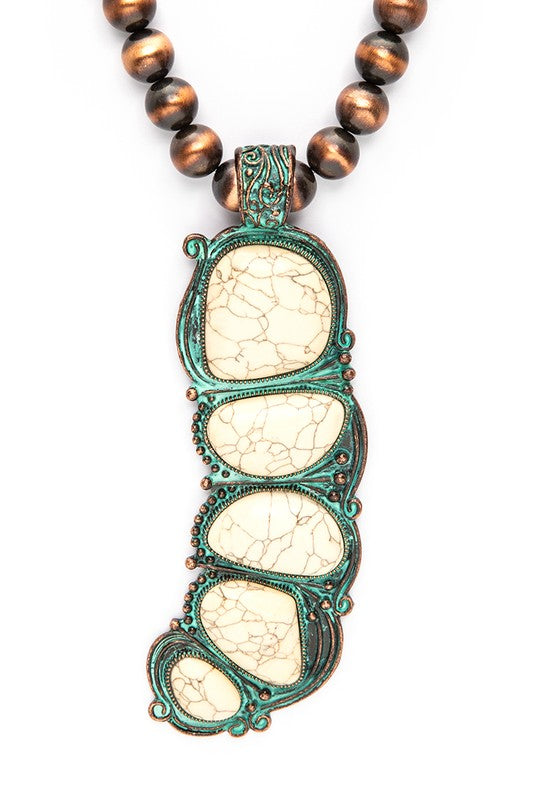 TEEK - Oversize Stone Western Long Copper Necklace Set JEWELRY TEEK FG   