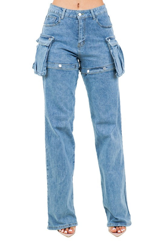 TEEK - BUTTON THIGH DENIM PANTS JEANS TEEK FG   