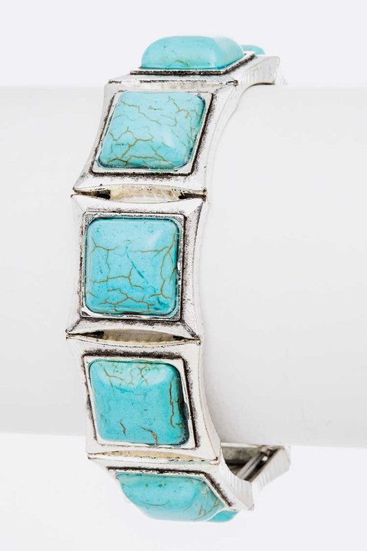 TEEK - Stretch Square Stone Bracelet JEWELRY TEEK FG Turquoise  