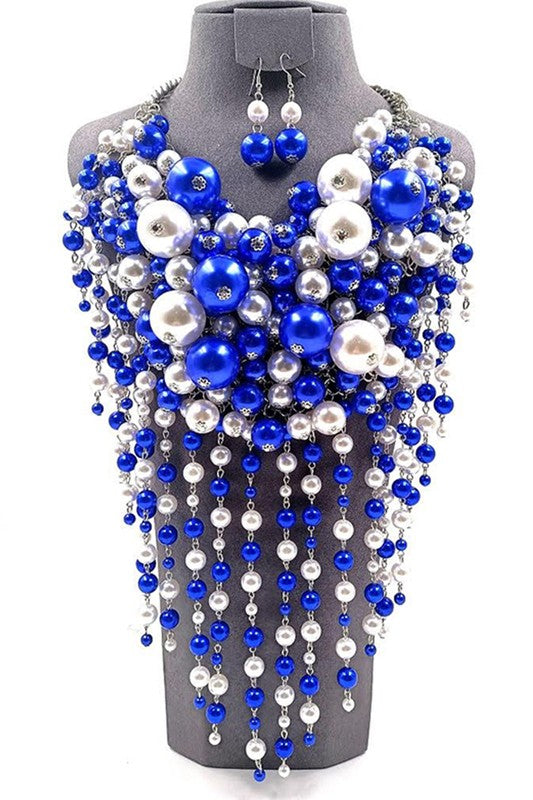 TEEK - Head Turner Mix Pearl Layer Necklace Set JEWELRY TEEK FG Blue/White