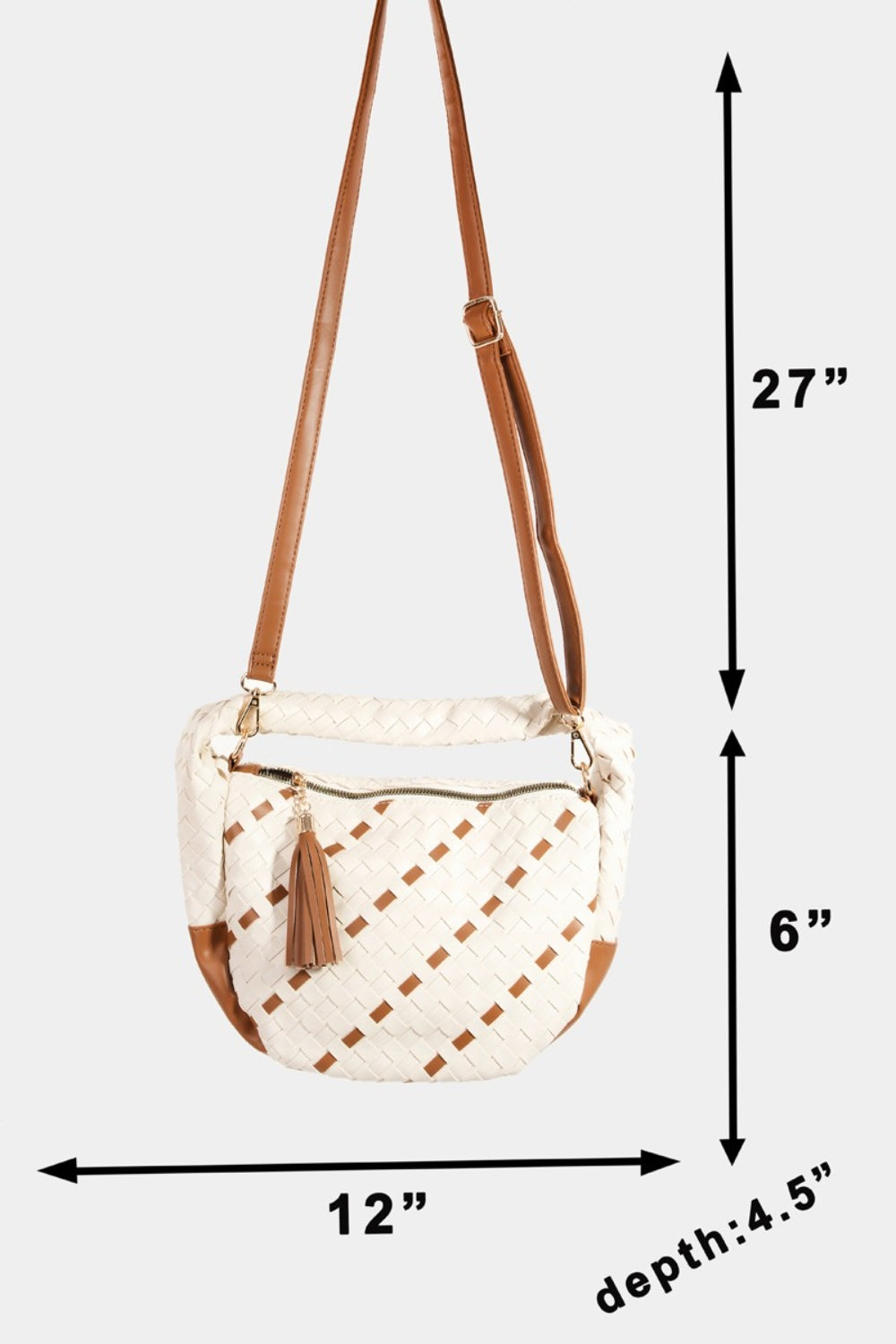 TEEK - Tassel Detail Weave Semi Circle Bag BAG TEEK Trend   