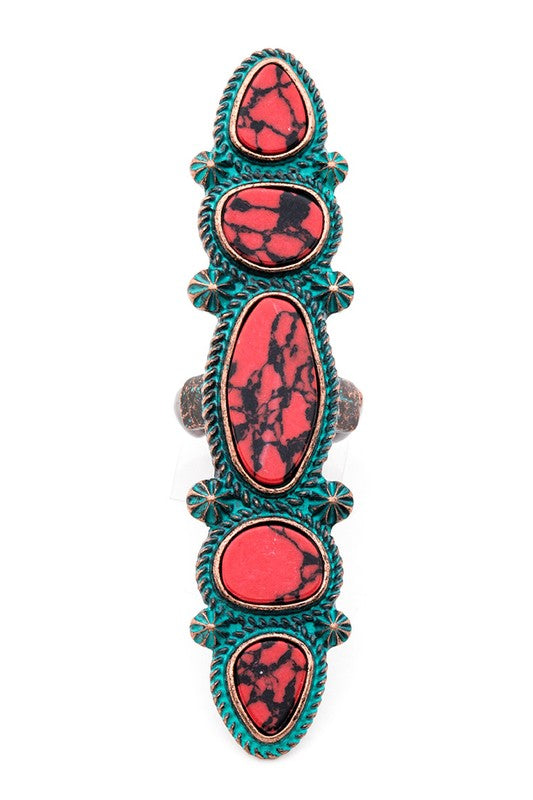 TEEK - Oversized Iconic Stone Western Stretch Ring JEWELRY TEEK FG Red  