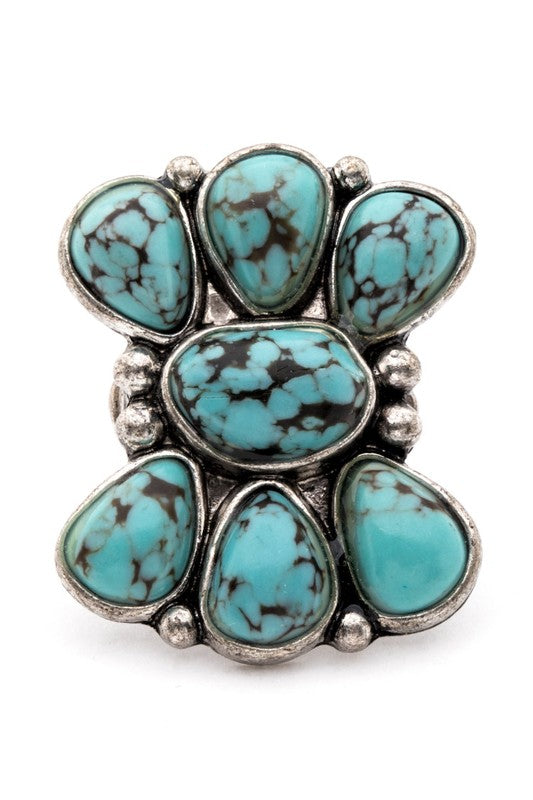 TEEK - Iconic Western Stone Stretch Ring JEWELRY TEEK FG Turquoise  