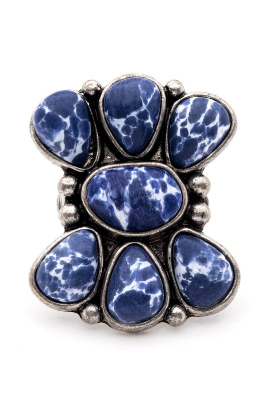 TEEK - Iconic Western Stone Stretch Ring JEWELRY TEEK FG Blue  