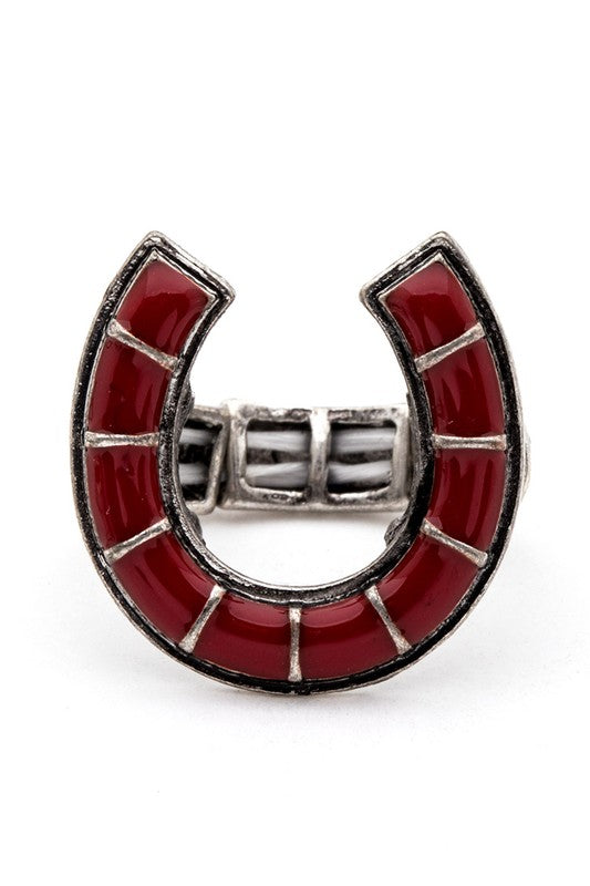 TEEK - Horse Shoe Iconic Western Stretch Ring JEWELRY TEEK FG Red  