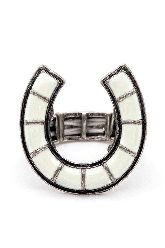 TEEK - Horse Shoe Iconic Western Stretch Ring JEWELRY TEEK FG White  