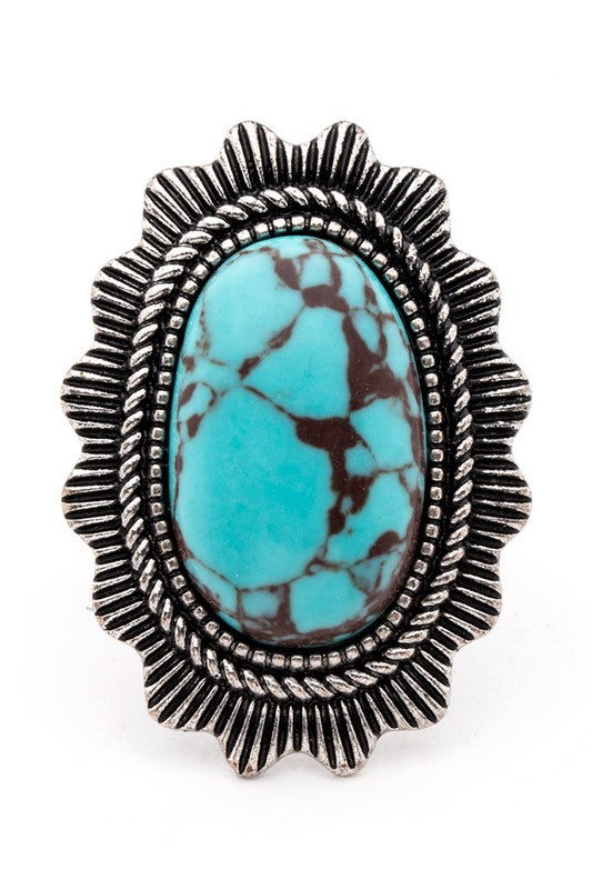 TEEK - Oversize Western Stone ring JEWELRY TEEK FG Turquoise  