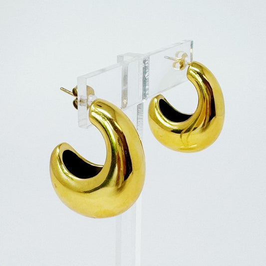 TEEK - Crescent Halo Golden Hoop Earrings JEWELRY TEEK FG   