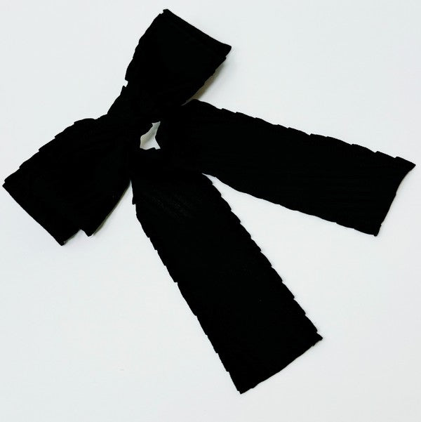 TEEK - Frilled and Textured Doubled Bow Hair Clip HAIR SUPPLIES TEEK FG Black  