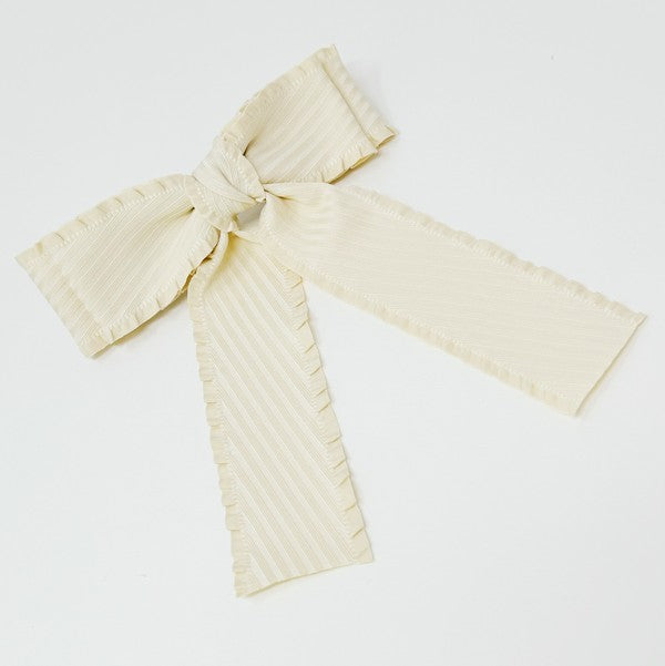 TEEK - Frilled and Textured Doubled Bow Hair Clip HAIR SUPPLIES TEEK FG Cream  