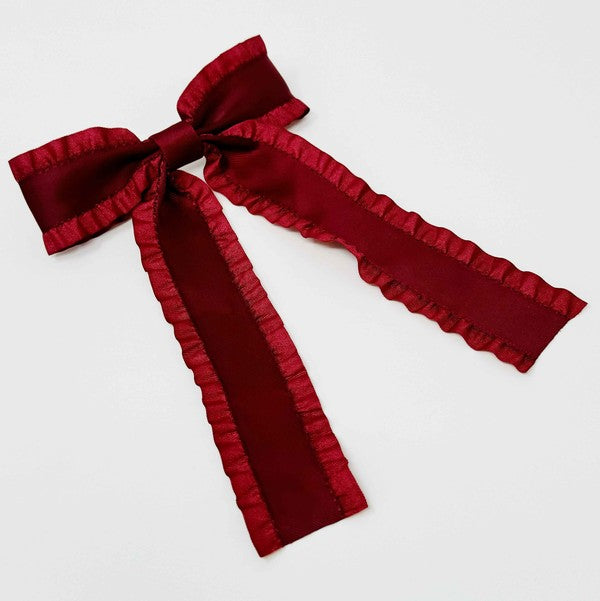 TEEK - Love Game Frill Bow Hair Clip HAIR SUPPLIES TEEK FG Burgundy  