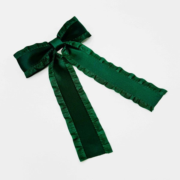 TEEK - Love Game Frill Bow Hair Clip HAIR SUPPLIES TEEK FG Deep Green  