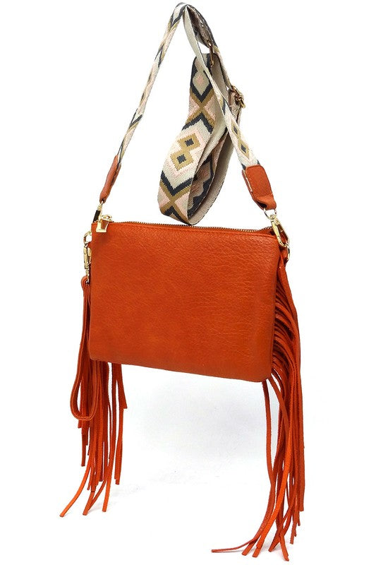 TEEK - Aztec Guitar Strap Fringe Clutch Crossbody Bag BAG TEEK FG   