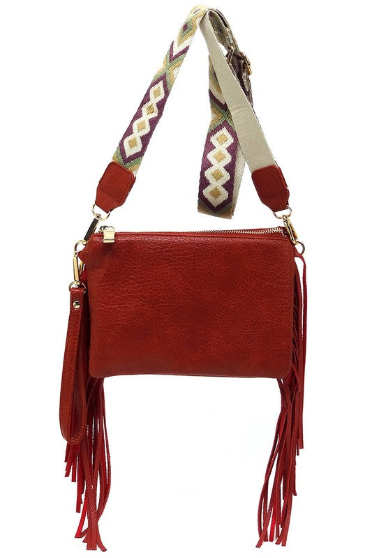 TEEK - Aztec Guitar Strap Fringe Clutch Crossbody Bag BAG TEEK FG   