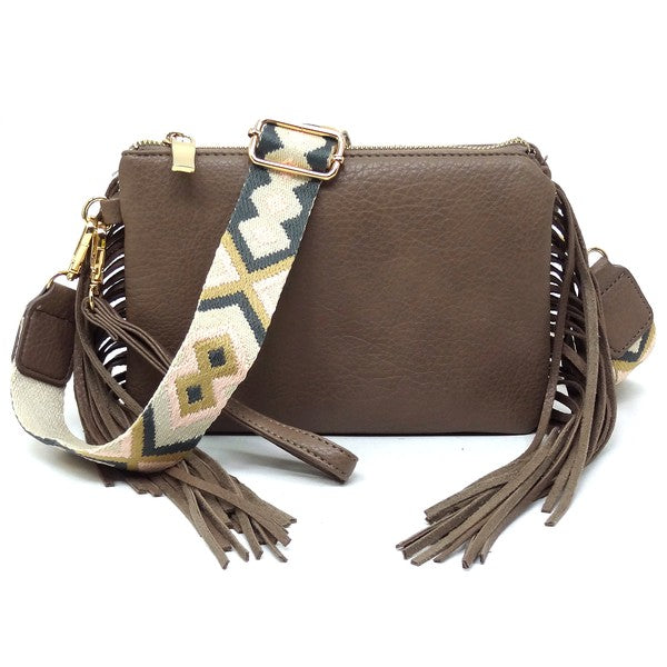 TEEK - Aztec Guitar Strap Fringe Clutch Crossbody Bag BAG TEEK FG STONE  