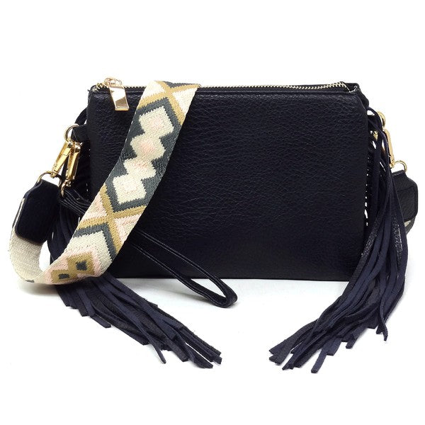 TEEK - Aztec Guitar Strap Fringe Clutch Crossbody Bag BAG TEEK FG D/BLUE  