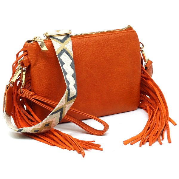 TEEK - Aztec Guitar Strap Fringe Clutch Crossbody Bag BAG TEEK FG   