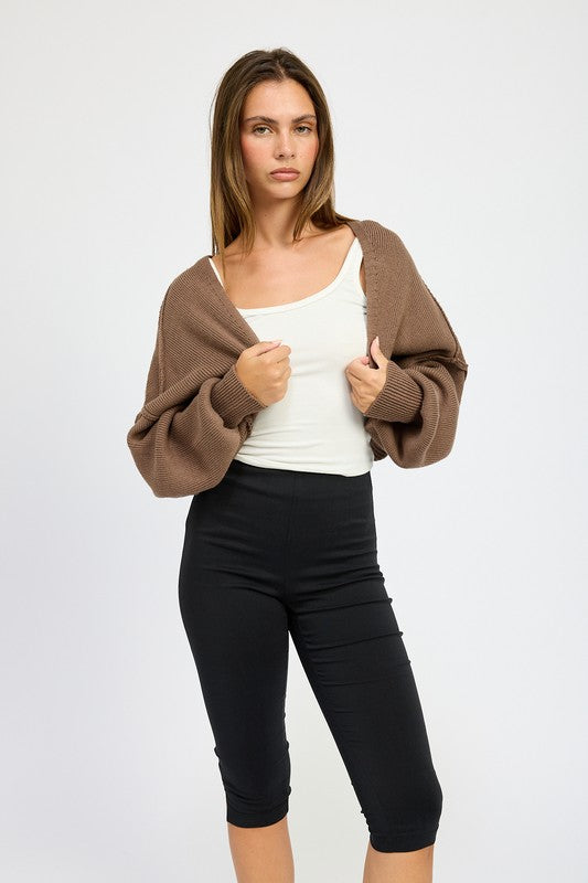 TEEK - OVERSIZED SHRUG CARDIGAN SWEATER TEEK FG COFFEE S