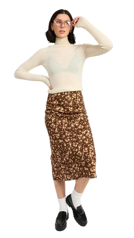 TEEK - BROWN DUSTY BIAS MIDI SKIRT SKIRT TEEK FG S