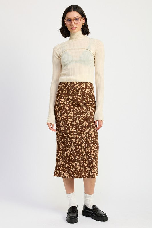 TEEK - BROWN DUSTY BIAS MIDI SKIRT SKIRT TEEK FG