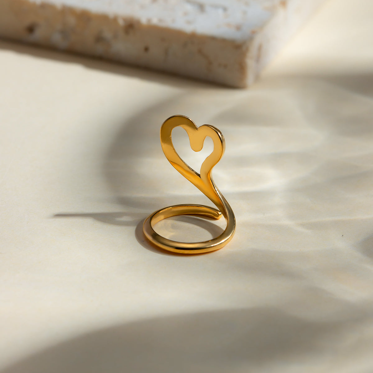 TEEK - Stainless Steel Gold Tone Cutout Heart Ring RING TEEK Trend   