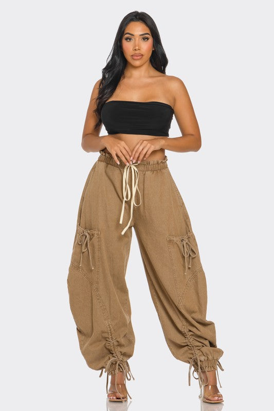 TEEK - Urban Chic Drawstring Denim Cargo Pants PANTS TEEK FG   