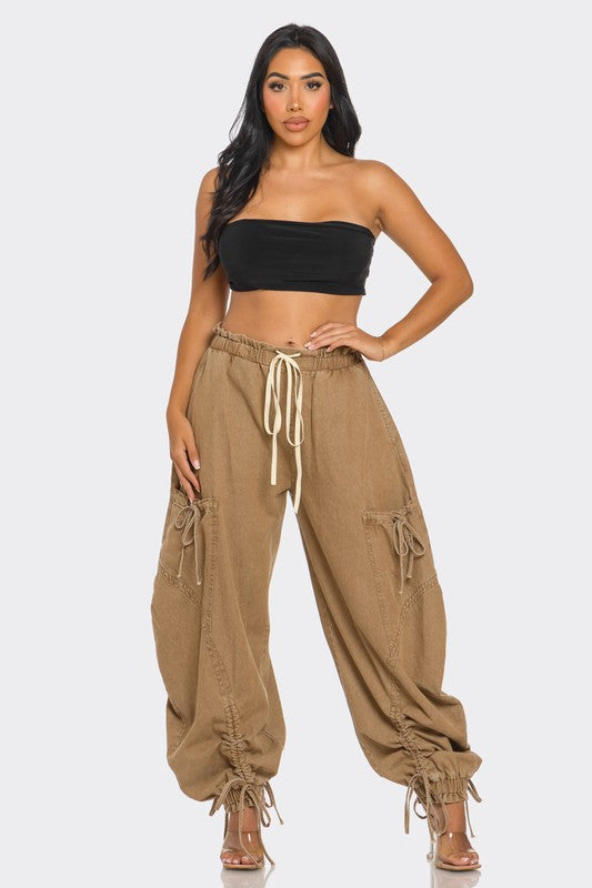 TEEK - Urban Chic Drawstring Denim Cargo Pants PANTS TEEK FG   