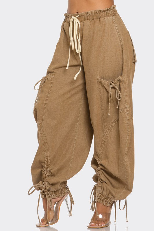 TEEK - Urban Chic Drawstring Denim Cargo Pants PANTS TEEK FG   