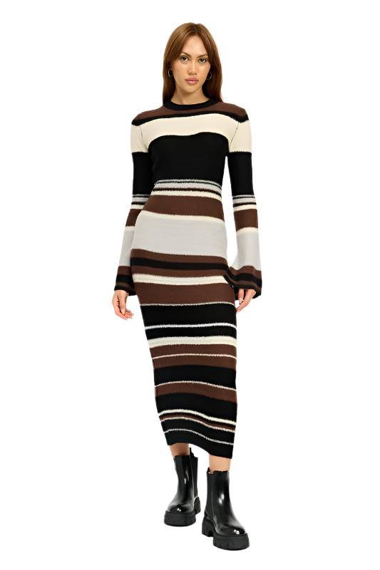 TEEK - BRIAN MULTI STRIPE BODYCON DRESS DRESS TEEK FG S  