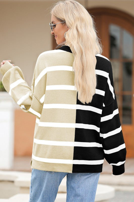 TEEK - Striped Colorblock Drop Shoulder Sweater TOPS TEEK FG