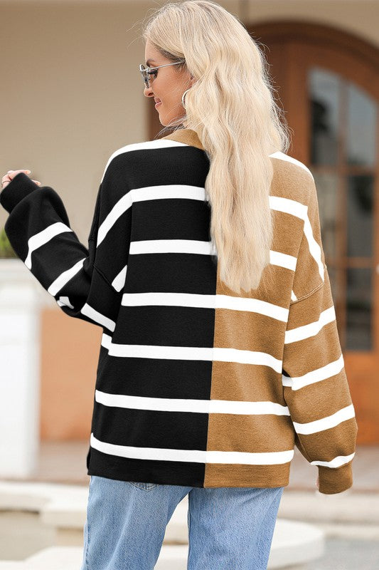 TEEK - Striped Colorblock Drop Shoulder Sweater TOPS TEEK FG