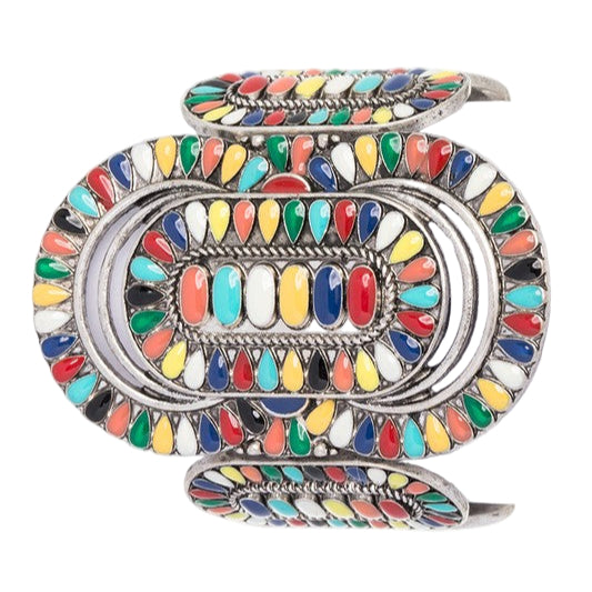 TEEK - Western Enamel Oversize Stretch Bracelet JEWELRY TEEK FG Silver/Multi