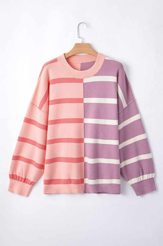 TEEK - Striped Colorblock Drop Shoulder Sweater TOPS TEEK FG