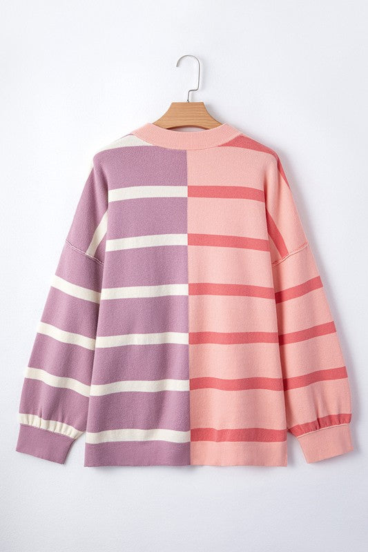 TEEK - Striped Colorblock Drop Shoulder Sweater TOPS TEEK FG