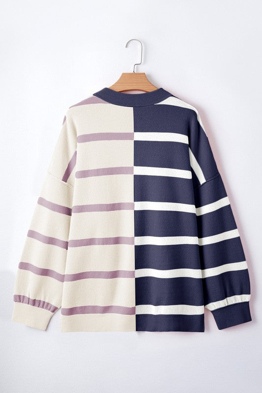 TEEK - Striped Colorblock Drop Shoulder Sweater TOPS TEEK FG