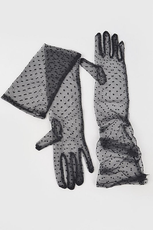 TEEK - Black Above Elbow Polkadot Lace Gloves GLOVES TEEK FG   